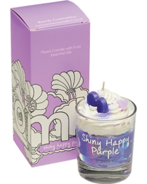 Shiny Happy Purple Piped Glass Candle -           - 