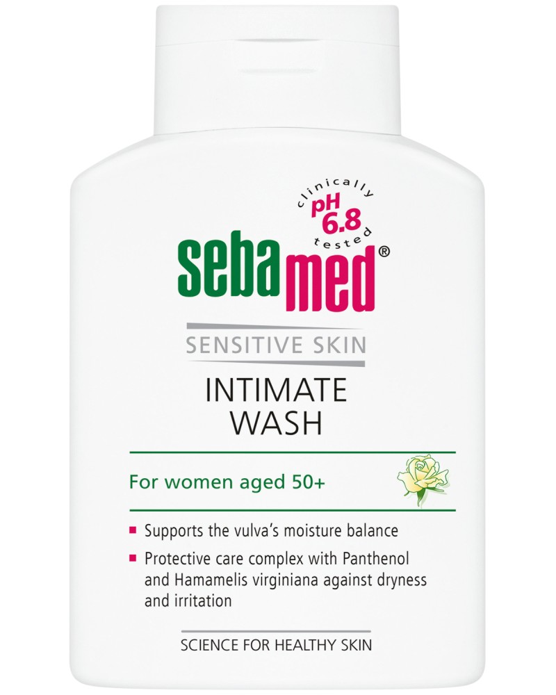 Sebamed Sensitive Intimate Wash pH 6.8 - Интимен душ гел за жени в менопауза от серията Sensitive Skin, 50+ г - душ гел