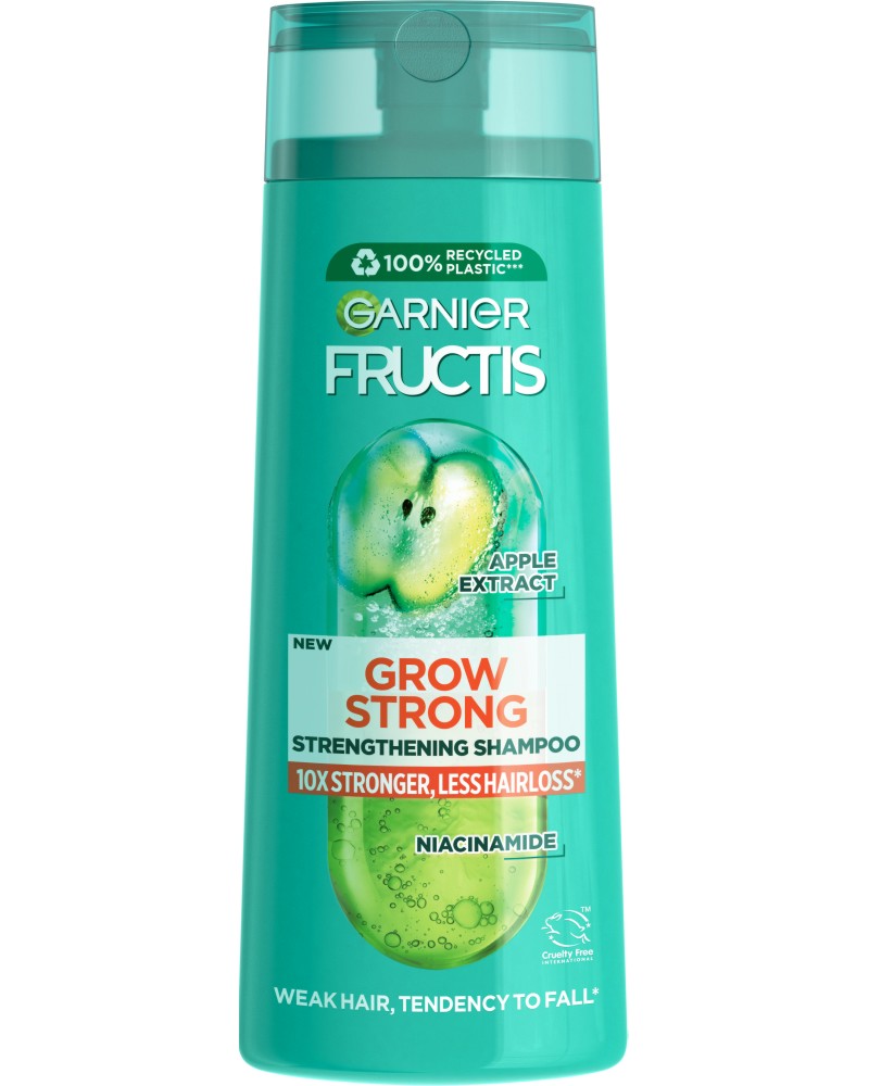 Garnier Fructis Grow Strong Shampoo - Шампоан за тънка и късаща се коса от серията Fructis Grow Strong - шампоан