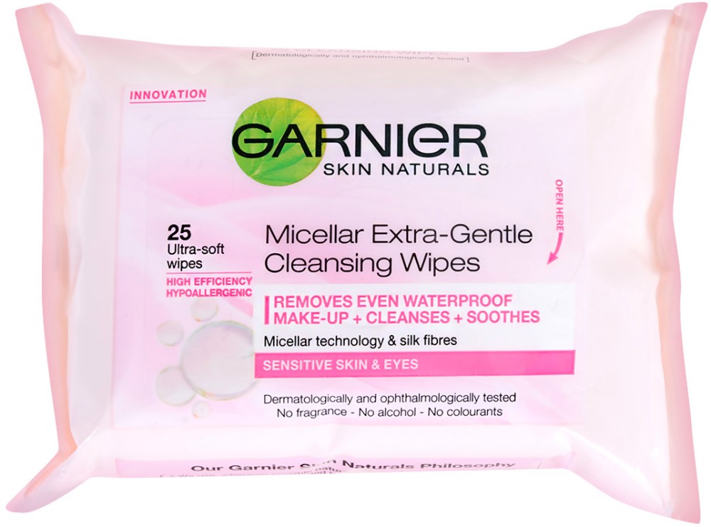Garnier Micellar Extra-Gentle Cleansing Wipes -   25         "Skin Naturals" -  