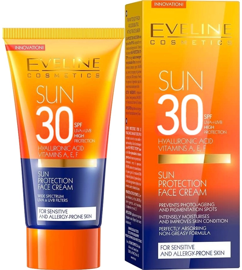 Eveline Sun Protection Face Cream - Слънцезащитен крем за лице с хиалурон от серията Sun Care - крем