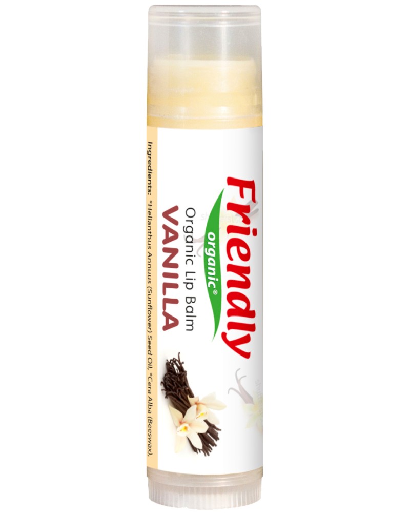 Friendly Organic Vanilla Lip Balm -         - 