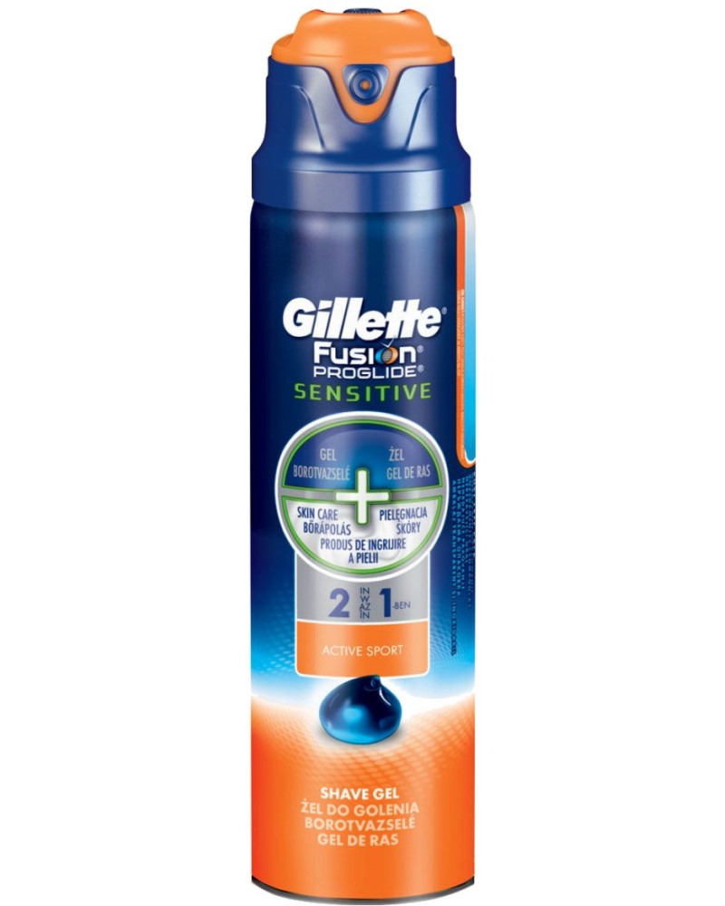 Gillette Fusion ProGlide Sensitive 2 in 1 Active Sport Shave Gel -         Fusion - 