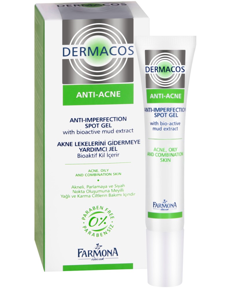 Farmona Dermacos Anti-Acne Anti-Imperfection Spot Gel - Гел за локално третиране на акне с лечебна кал от серията Dermacos Anti-Acne - гел