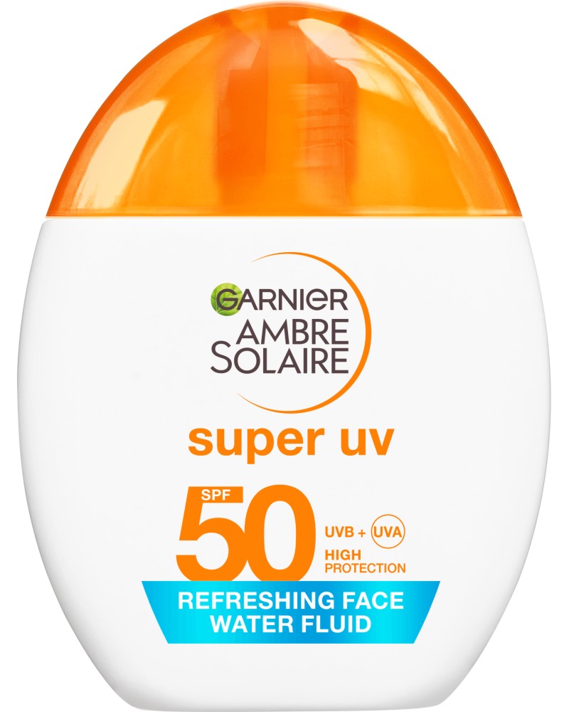 Garnier Ambre Solaire Super UV Face Water Fluid SPF 50 - ��������� ������������� ����� �� ���� �� ������� Ambre Solaire - �������
