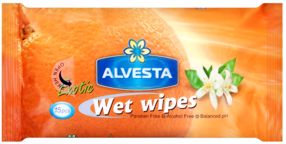 Alvesta Wet Wipes Exotic -      15  -  