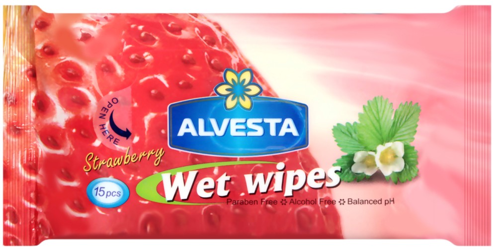 Alvesta Wet Wipes Strawberry -      15  -  