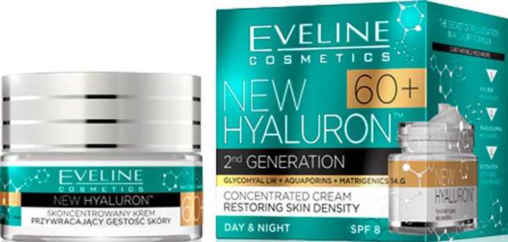 Eveline New Hyaluron Concentrated Face Cream - SPF 8 -          "Hyaluron" - 