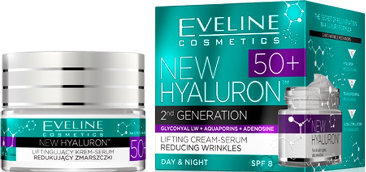 Eveline New Hyaluron Face Cream-Serum - SPF 8 -    -      "Hyaluron" - 