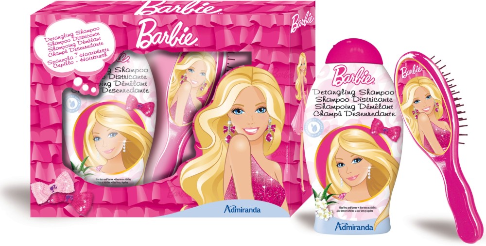 Детски подаръчен комплект за момичета Детски подаръчен комплект за момичета - Шампоан и четка за коса от серията "Barbie" - продукт