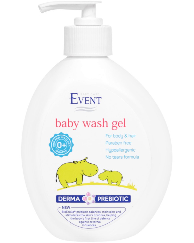 Измиващ бебешки гел Event - За коса и тяло - душ гел
