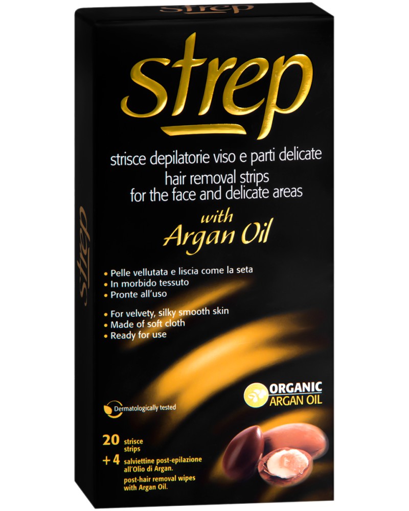 Strep Hair Removal Strips Argan Oil Face And Delicate Areas - 20            - 