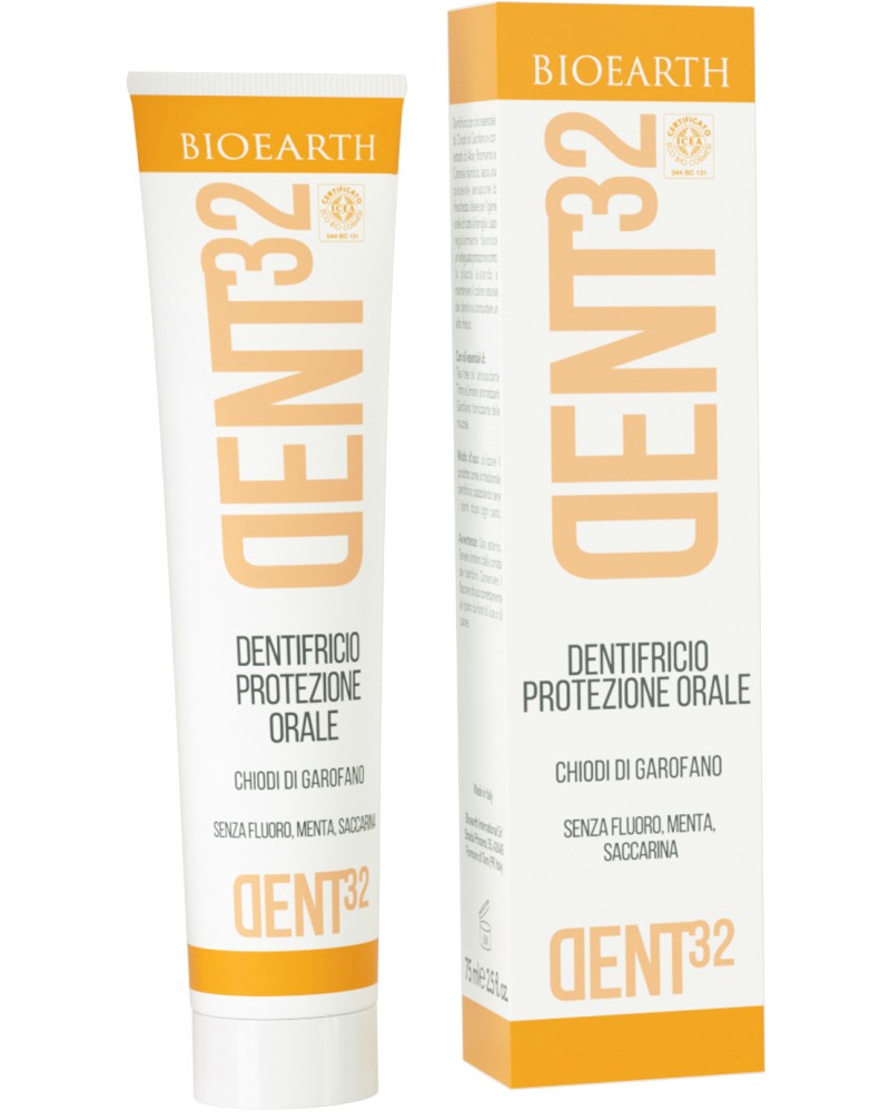 Bioearth Dent32 Dentifricio Protezione Orale - Chiodi di Garofano -            "Dent32" - 