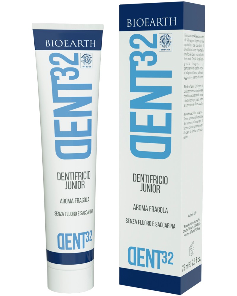 Bioearth Dent32 Dentifricio Junior - Aroma Fragola -           "Dent32" -   
