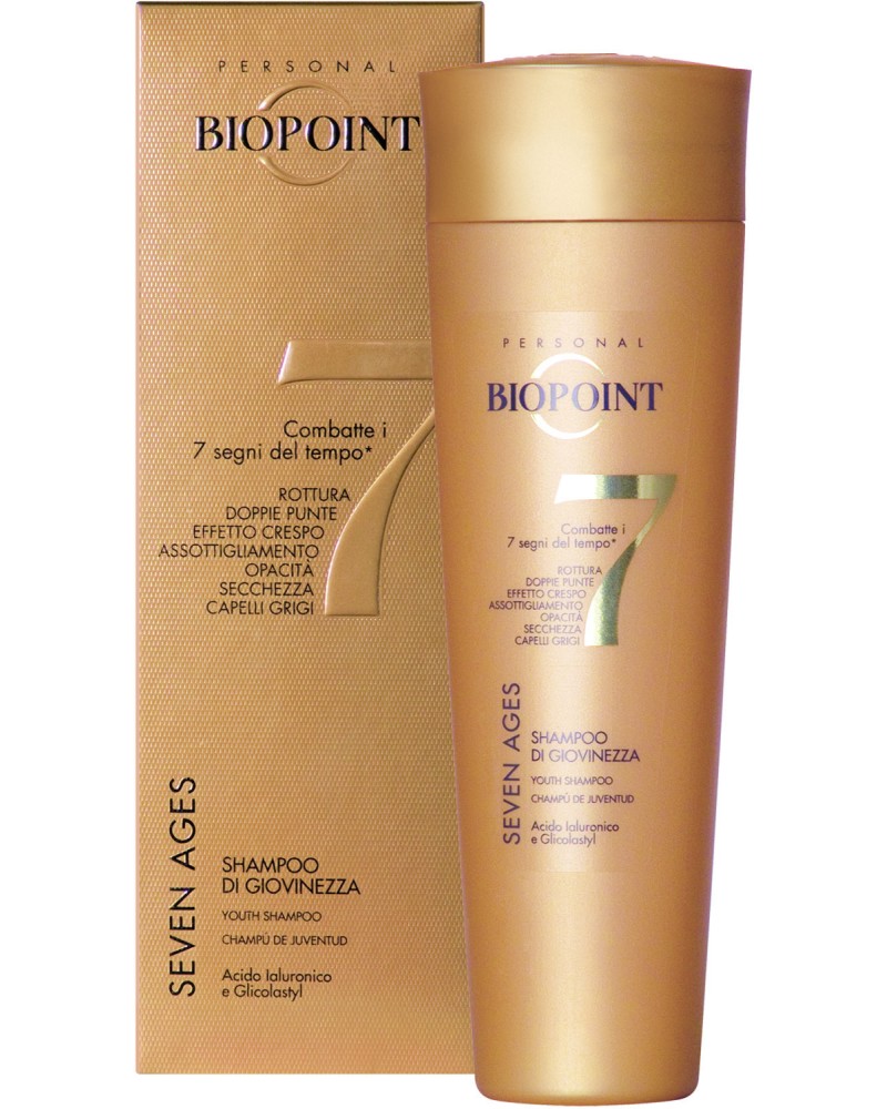 Biopoint Seven Ages Youth Shampoo Biopoint Seven Ages Youth Shampoo - Шампоан за млада и блестяща коса от серията "Seven Ages" - шампоан