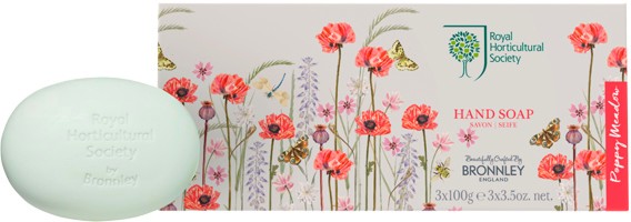 Bronnley RHS Poppy Meadow Hand Soap Collection - ����� �� ���� � �������� �� 3 ���� �� ������� "Poppy Meadow" - �����