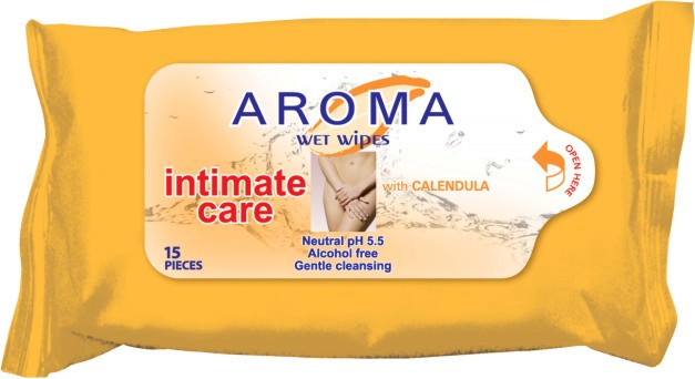 Aroma Intimate Care Wet Wipes Aroma Intimate Care Wet Wipes - Интимни мокри кърпи с невен в опаковка от 15 броя - мокри кърпички
