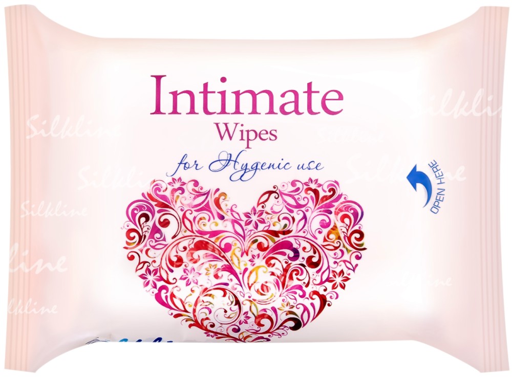 Интимни мокри кърпички Silkline - 25 броя, с екстракт от лайка и млечна киселина - мокри кърпички