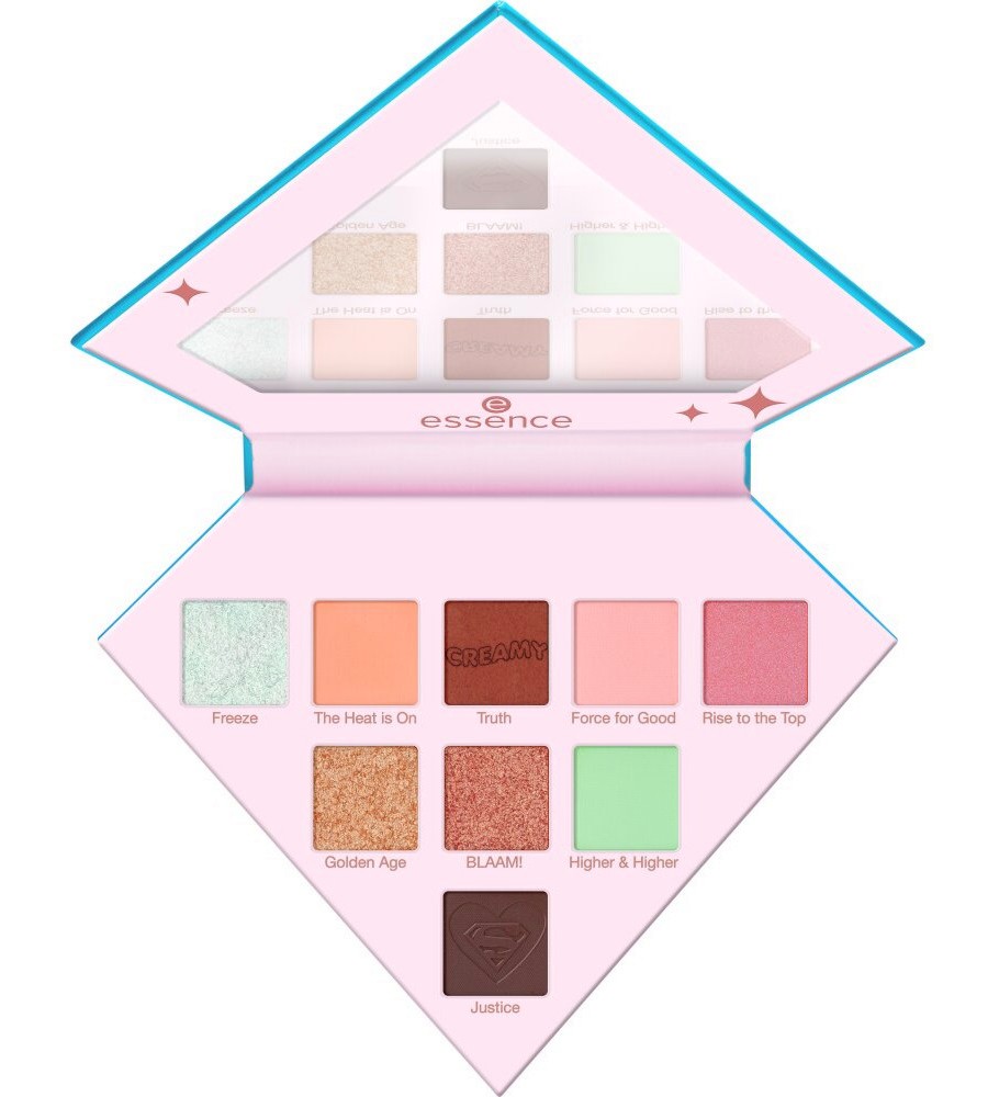 Essence Superman Eyeshadow Palette 02 Essence Superman Eyeshadow Palette 02 - Палитра с 9 цвята сенки за очи от серията Superman - сенки