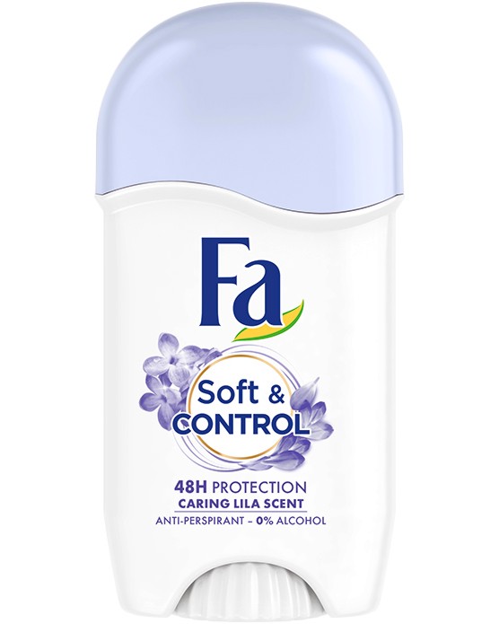 Fa Soft & Control Caring Lila Scent Anti-Perspirant Stick Fa Soft & Control Caring Lila Scent Anti-Perspirant Stick - Дамски стик дезодорант против изпотяване с аромат на люляк - дезодорант