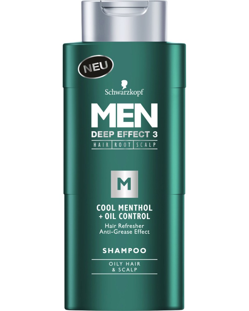 Schwarzkopf Men Deep Effect 3 Cool Menthol + Oil Control Shampoo -          "Men Deep Effect 3" - 