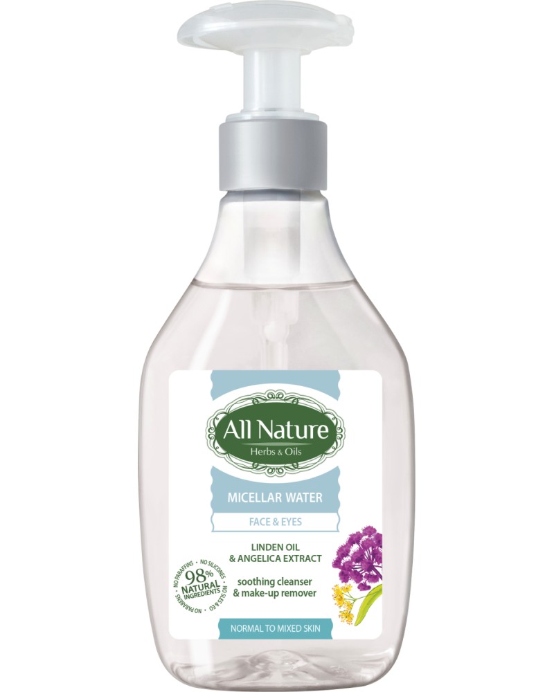 All Nature Micellar Water Face & Eyes Linden Oil & Angelica Extract -                  "Cleansing" - 