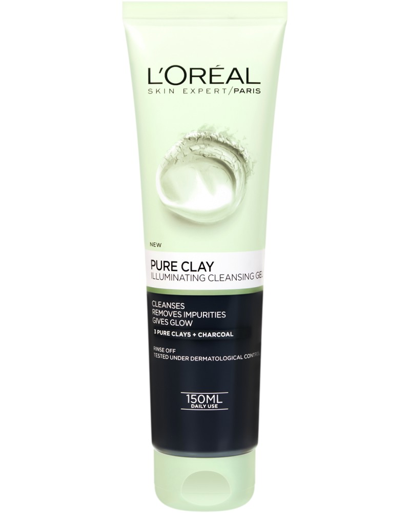 L'Oreal Pure Clay Illuminating Cleansing Gel -      3        "Pure Clay" - 