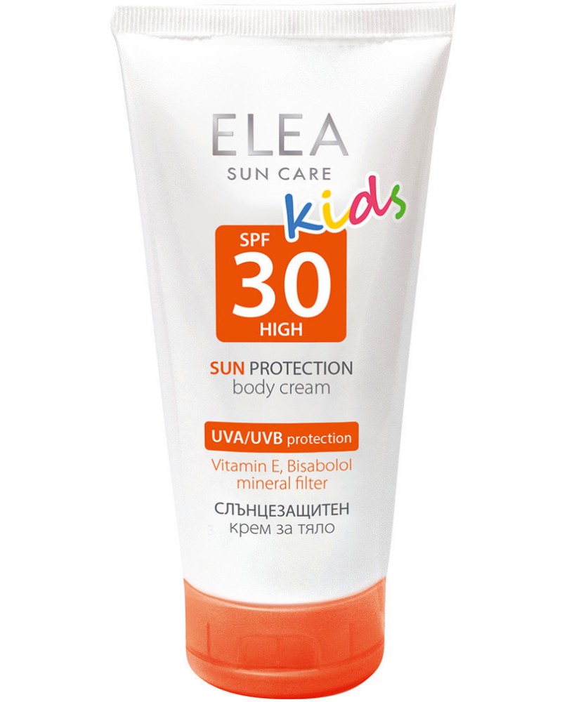 Elea Sun Care Kids Body Cream - SPF 30 Elea Sun Care Kids Body Cream - SPF 30 - Детски слънцезащитен крем за тяло с минерален филтър от серията "Sun Care" - крем