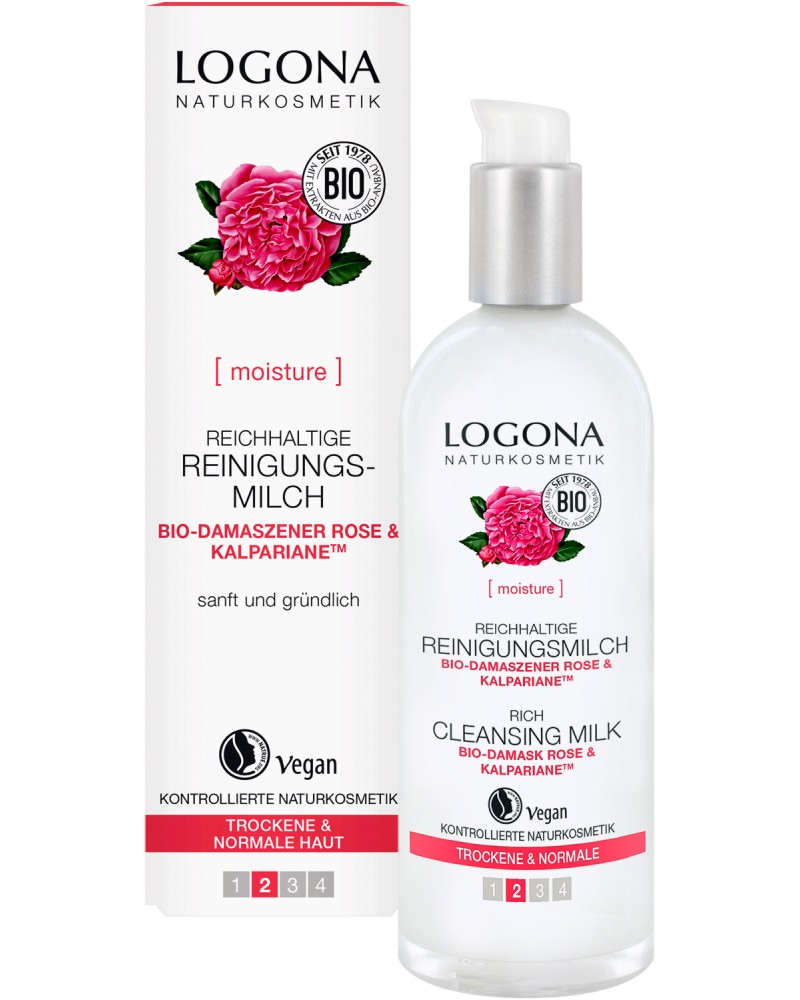 Logona Rich Cleansing Milk Bio-Damask Rose & Kalpariane -          "Bio-Damask Rose" -  