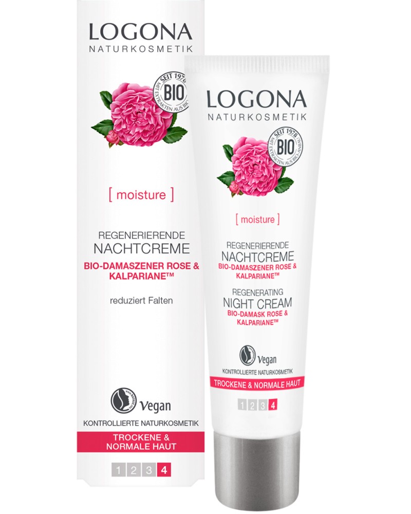 Logona Regenerating Night Cream Bio-Damask Rose & Kalpariane -          "Bio-Damask Rose" - 