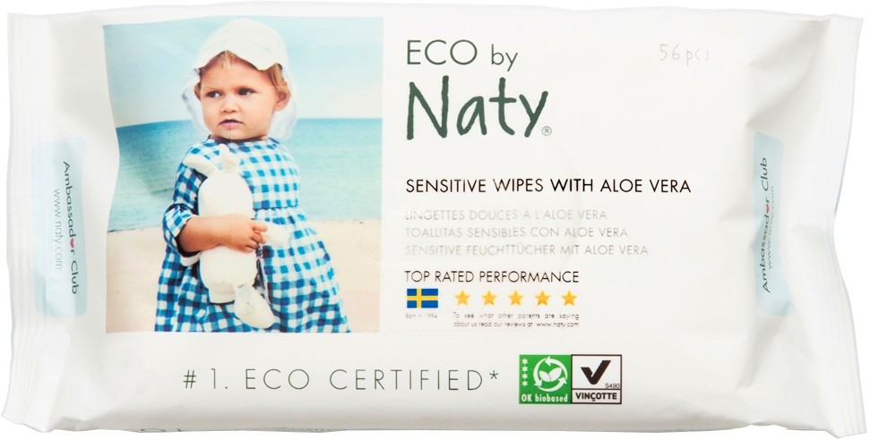 Naty Sensitive Wet Wipes with Aloe Vera -            56  -  