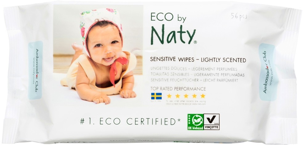 Naty Sensitive Wet Wipes - Lightly Scented -          56  -  