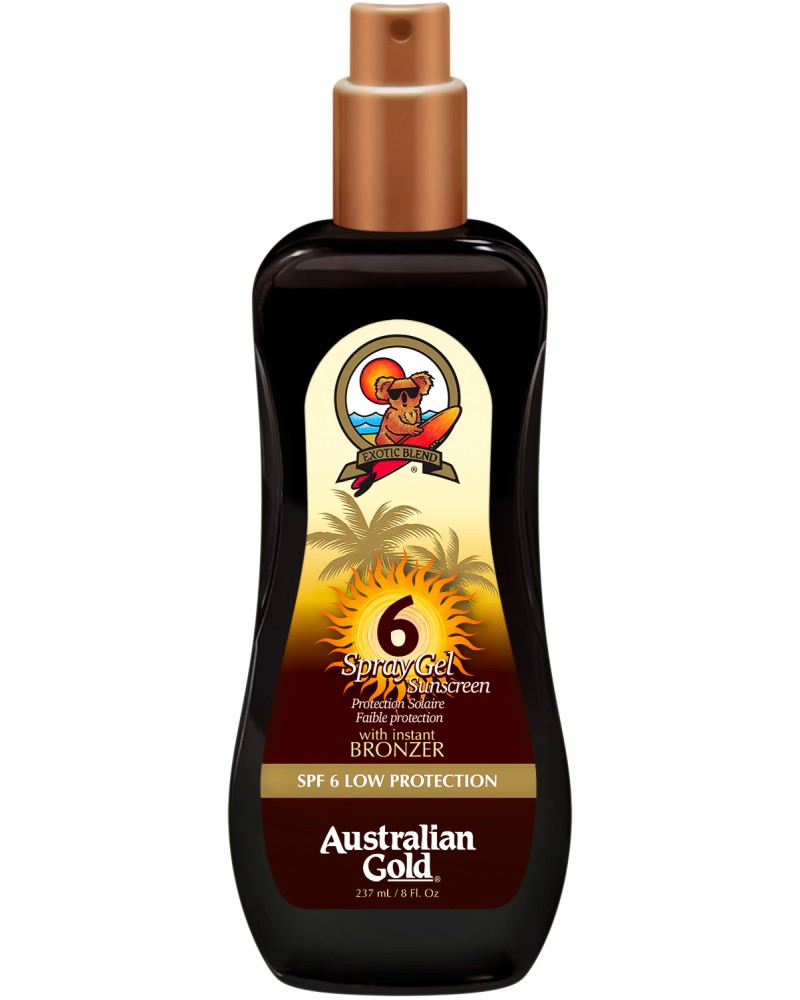 Australian Gold Spray Gel Sunscreen With Instant Bronzer SPF 6 -  -    - 
