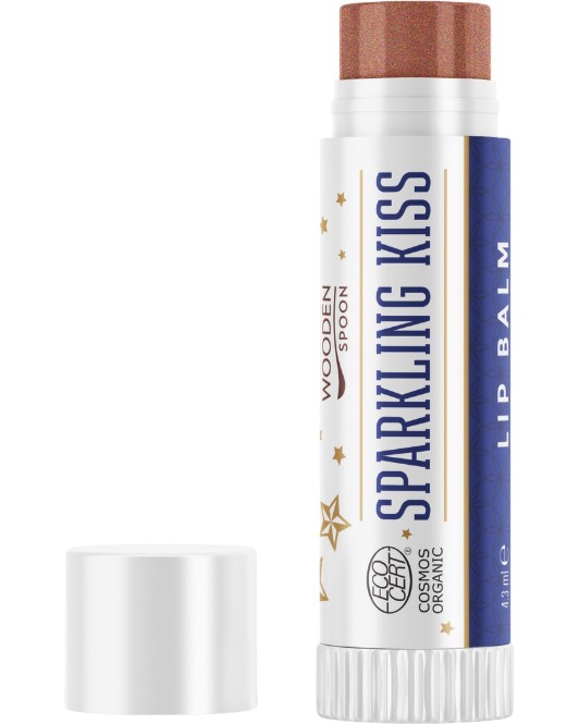 Wooden Spoon Sparkling Kiss Lip Balm Wooden Spoon Sparkling Kiss Lip Balm - Балсам за устни с блестящи частици и аромат на портокал - балсам