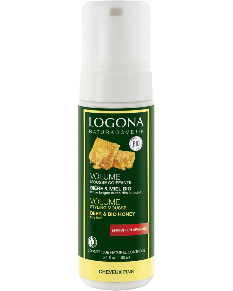 Logona Volume Styling Mousse Beer & Bio Honey -          - 