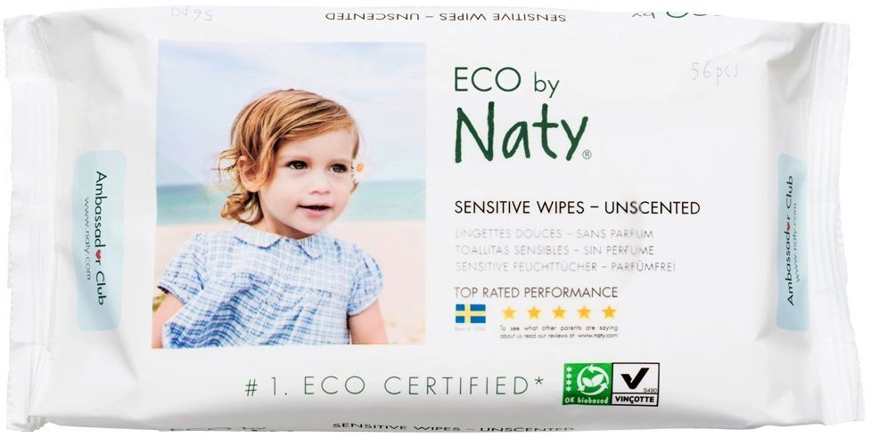 Naty Sensitive Wet Wipes - Unscented -         56  -  