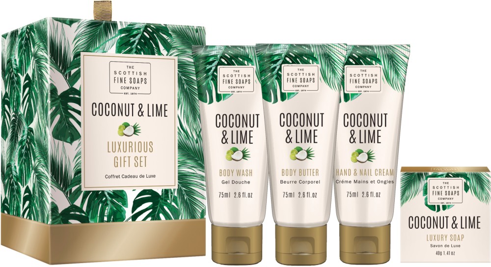 Scottish Fine Soaps Coconut & Lime Luxurious Gift Set -          "Coconut & Lime" - 