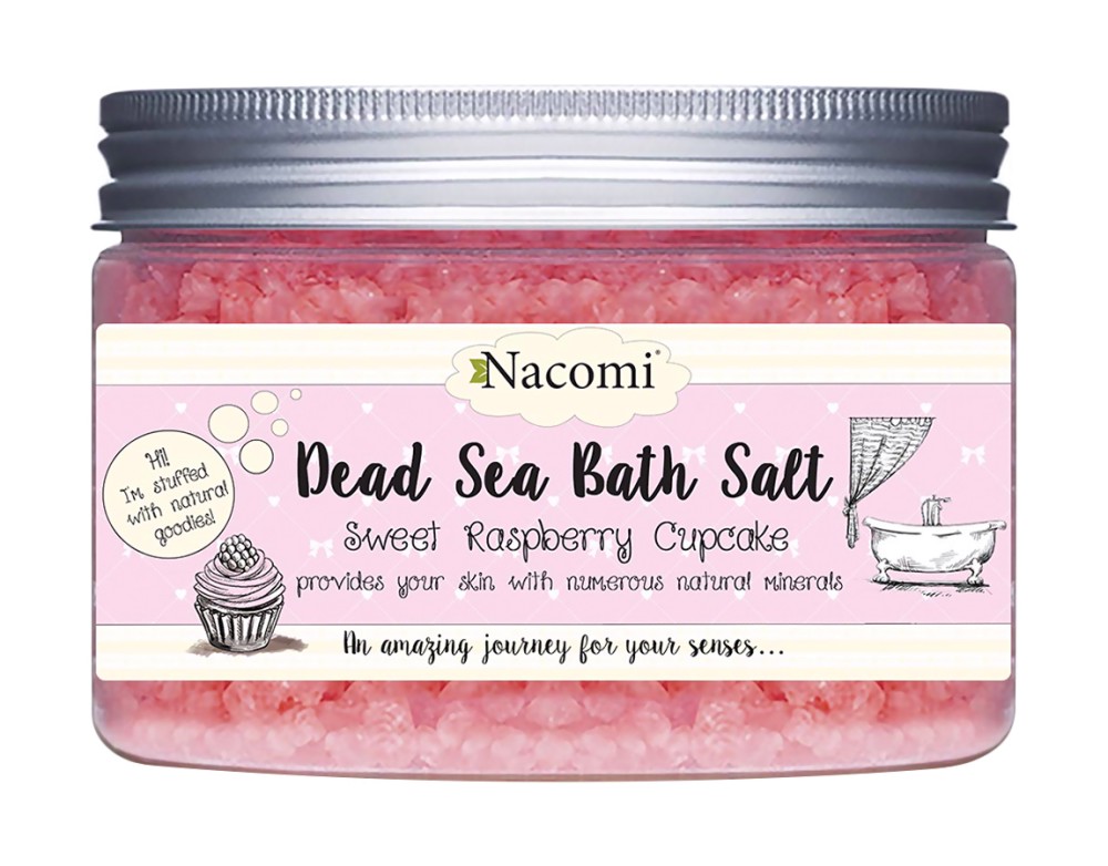 Nacomi Dead Sea Bath Salt Sweet Raspberry Cupcake - Соли за вана от Мъртво море с аромат на сладък малинов къпкейк - продукт