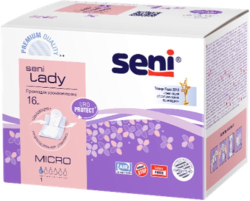 Урологични дамски превръзки Seni Lady Micro - 16 броя, за капкова инконтиненция - дамски превръзки