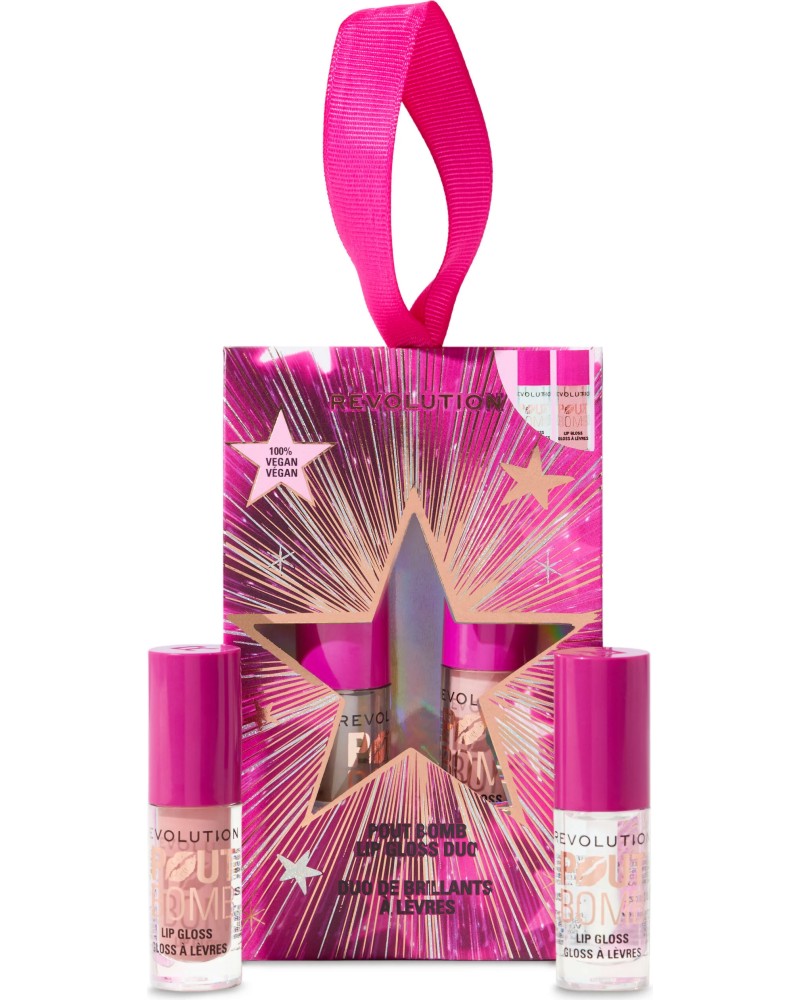 Makeup Revolution Pout Bomb Lip Duo Makeup Revolution Pout Bomb Lip Duo - Подаръчен комплект за обемни устни - гланц