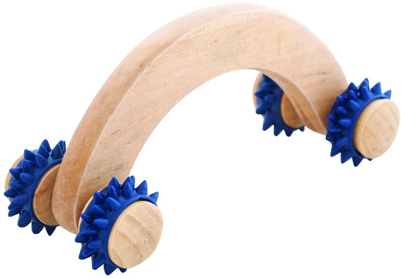 Ръчен ролер масажор за тяло от дърво Ръчен ролер масажор за тяло от дърво - С 4 ролкови глави - продукт