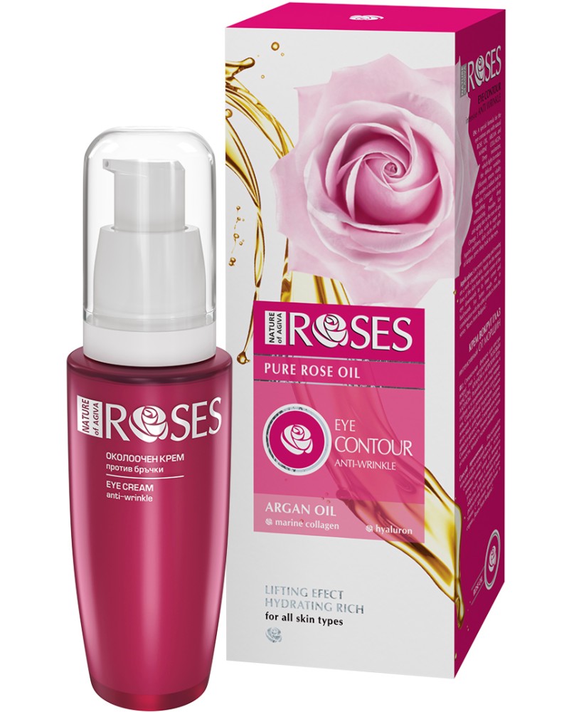 Nature of Agiva Roses Eye Contour Anti-wrinkle Cream - Околоочен крем против бръчки от серията Roses - крем