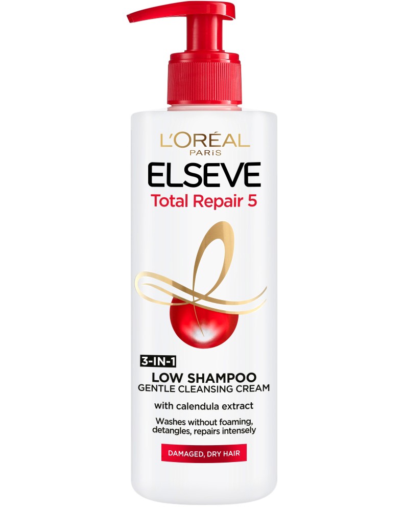 Elseve Total Repair 5 Low Shampoo 3 in 1 Cleansing Cream -         - 