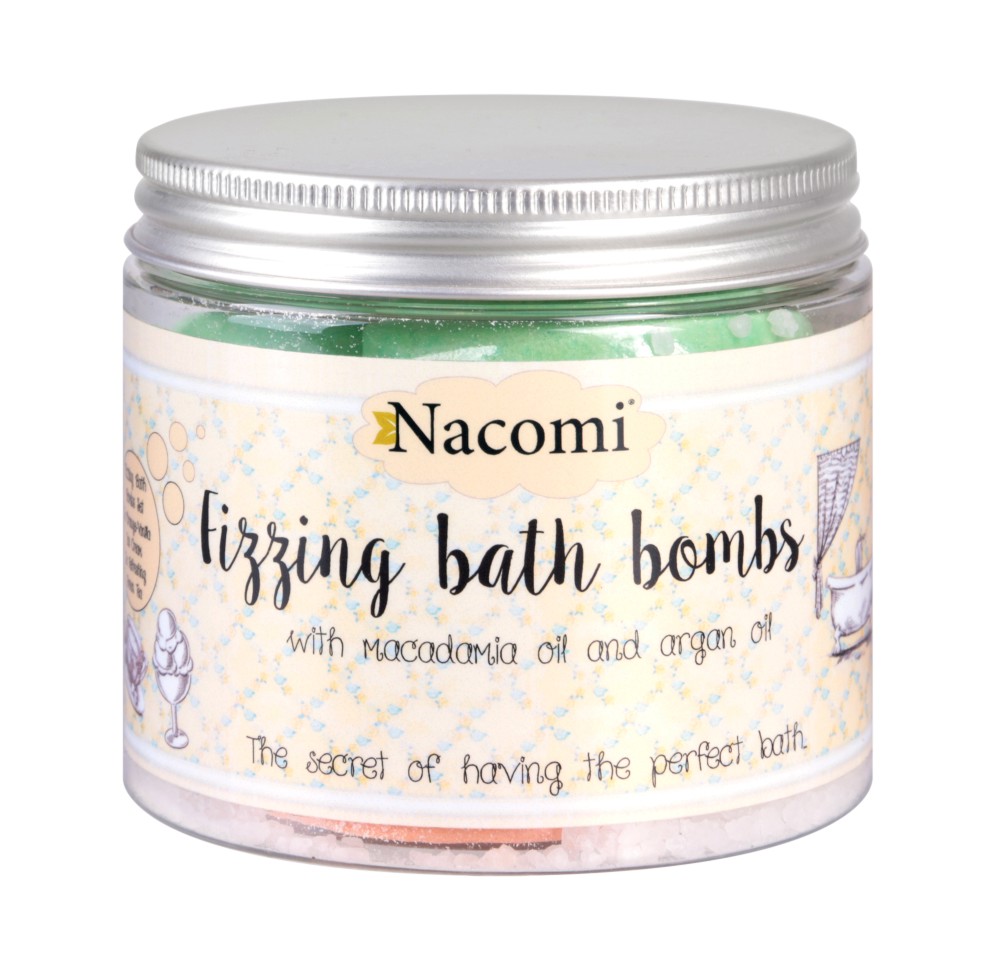 Nacomi Fizzing Bath Bombs with Macadamia Oil and Argan Oil - �������� �� ���� � ����� �� ��������� � ����� - 4 ���� - �������