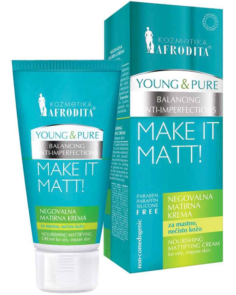 Afrodita Cosmetics Young & Pure Nourishing Mattifying Cream Afrodita Cosmetics Young & Pure Nourishing Mattifying Cream - Подхранващ и матиращ крем за лице за мазна кожа - крем