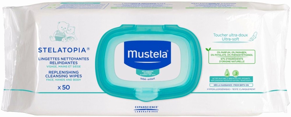 Mustela Stelatopia Cleansing Wipes - 50             Stelatopia -  