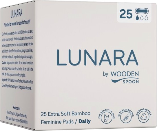Lunara by Wooden Spoon Biodegradable Bamboo Daily Pads - 25 ���� ������������� ��������� ��������� ��������� - ������ ���������