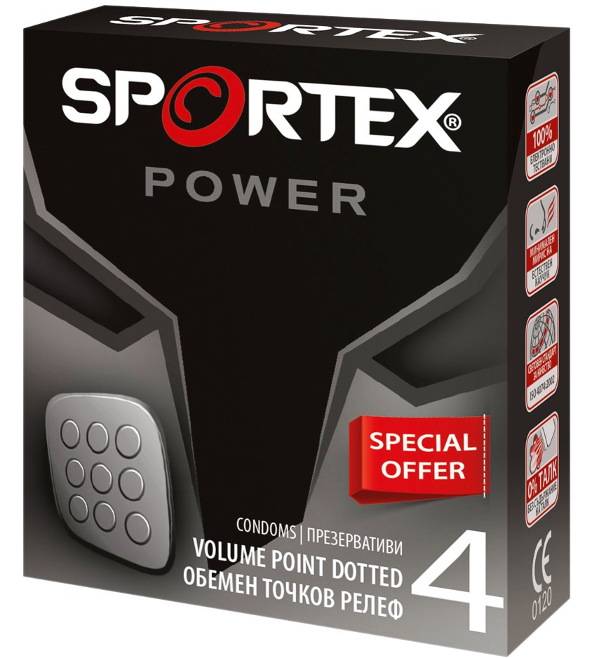 Sportex Power Volume Point Dotted Condoms -      4  6  - 
