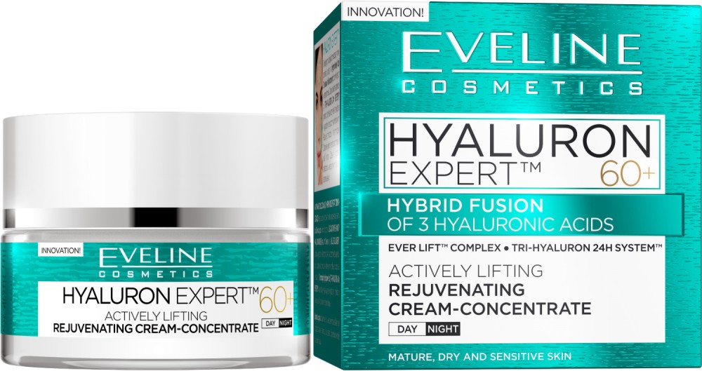 Eveline Hyaluron Expert 60+ Rejuvenating Cream-concentrate Day Night -          "Hyaluron" - 