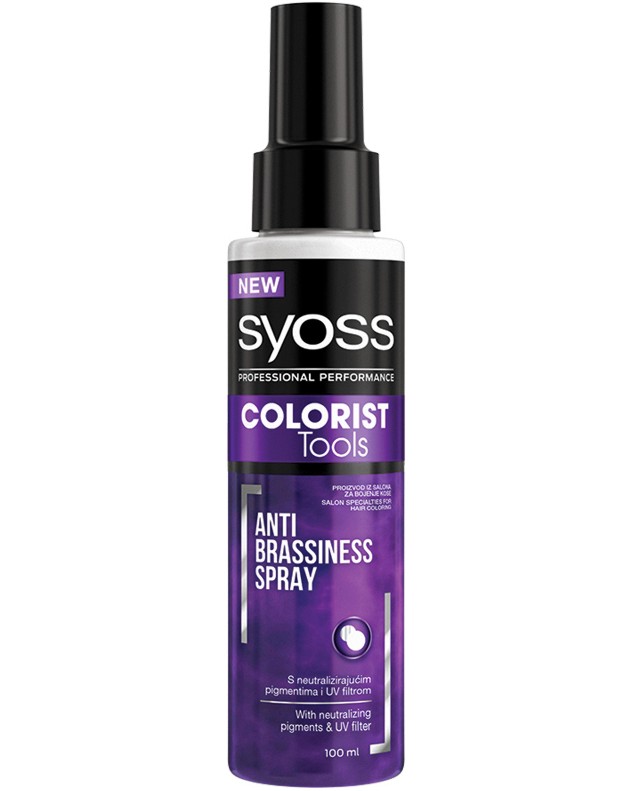 Syoss Colorist Tools Antibrassiness Spray Syoss Colorist Tools Antibrassiness Spray - Спрей за изрусена коса против жълти оттенъци - продукт